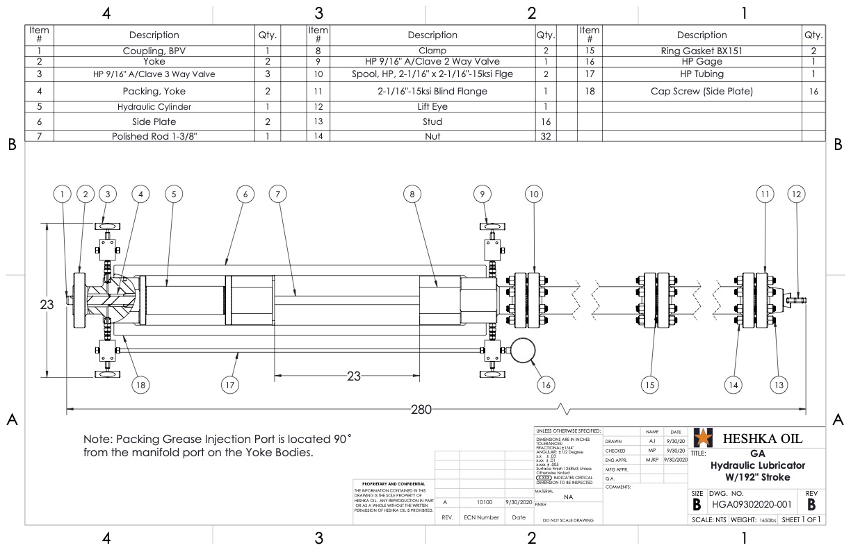 Hydraulic Lubricator Marketing Assembly Rev B